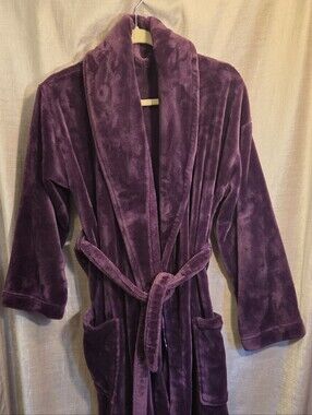 Marks & Spenser Plush Purple Velvet Dressing Gown, Cozy Long Bathrobe